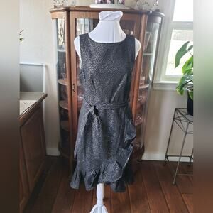 CALVIN Klein self belt, ruffle hem‎ stretch short party prom dress new sz 10